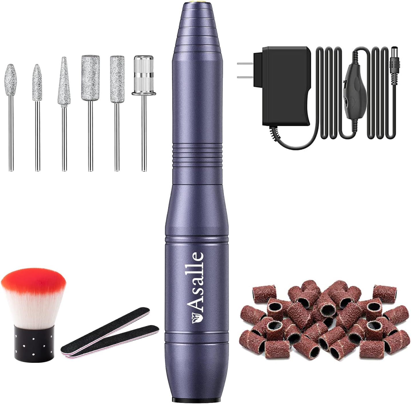 Electric Nail Drill, Professional Efile Electric Nail Filer Kit Polish Shape Tools for Acrylic Dip Nails, Manicure Pedicure Home Salon Use, with Nail Bit Kit, Nail Brush and Sanding Bands, Gray
