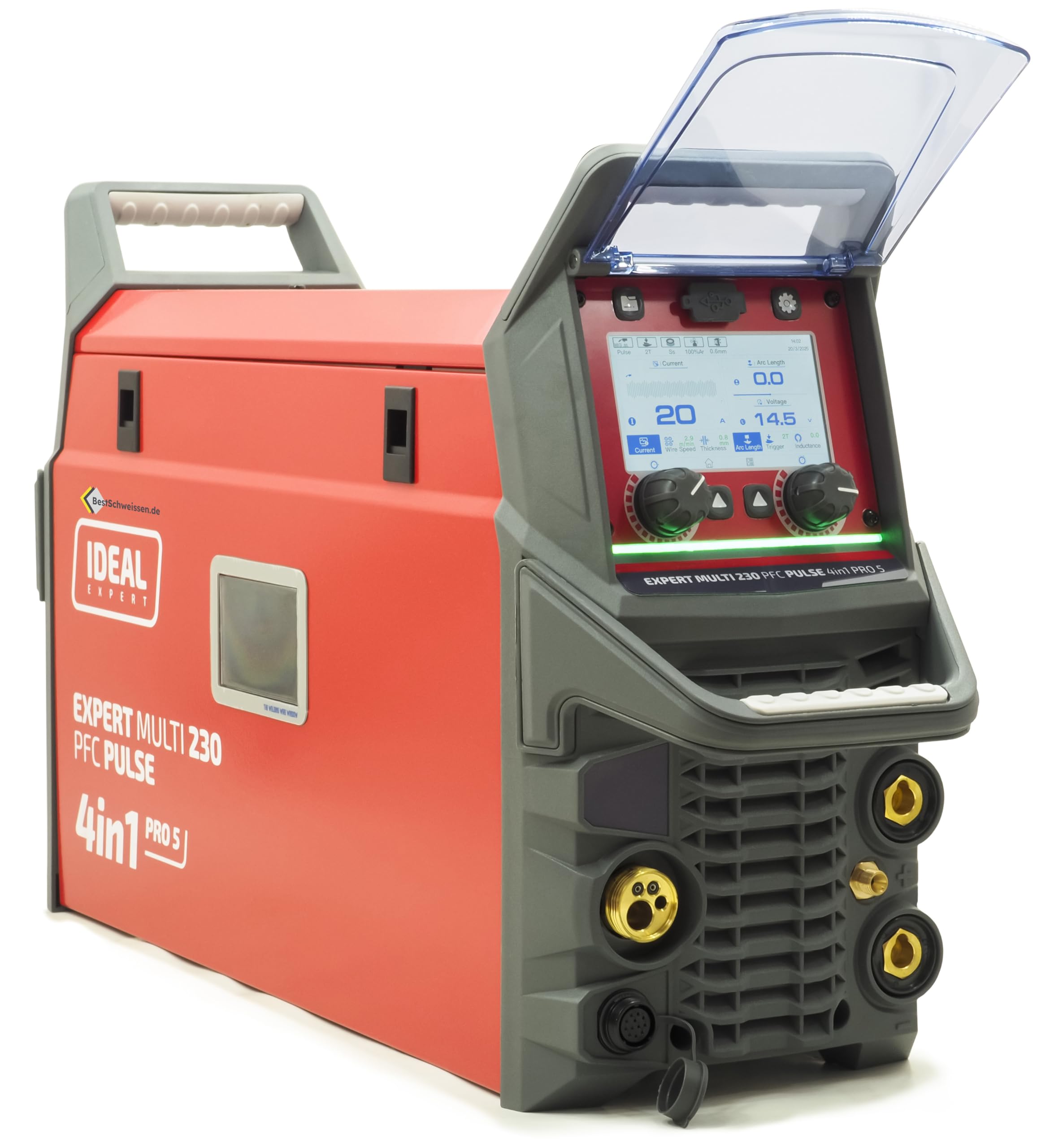 IDEAL Expert Multi 230 PFC Pulse 4 en 1 Pro5 - Máquina de soldar combinada, inversor MIG MAG WIG, alambre de llenado sin gas con función de pulso, sinérgico, 230 A, para acero, aluminio, acero