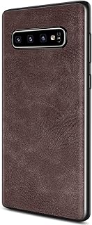 Samsung Galaxy S10 Case, Salawat Slim PU Leather Vintage Shockproof Phone Case Cover Lightweight Premium Soft TPU Bumper Hard PC Hybrid Protective Case for Samsung Galaxy S10 (Dark Brown)