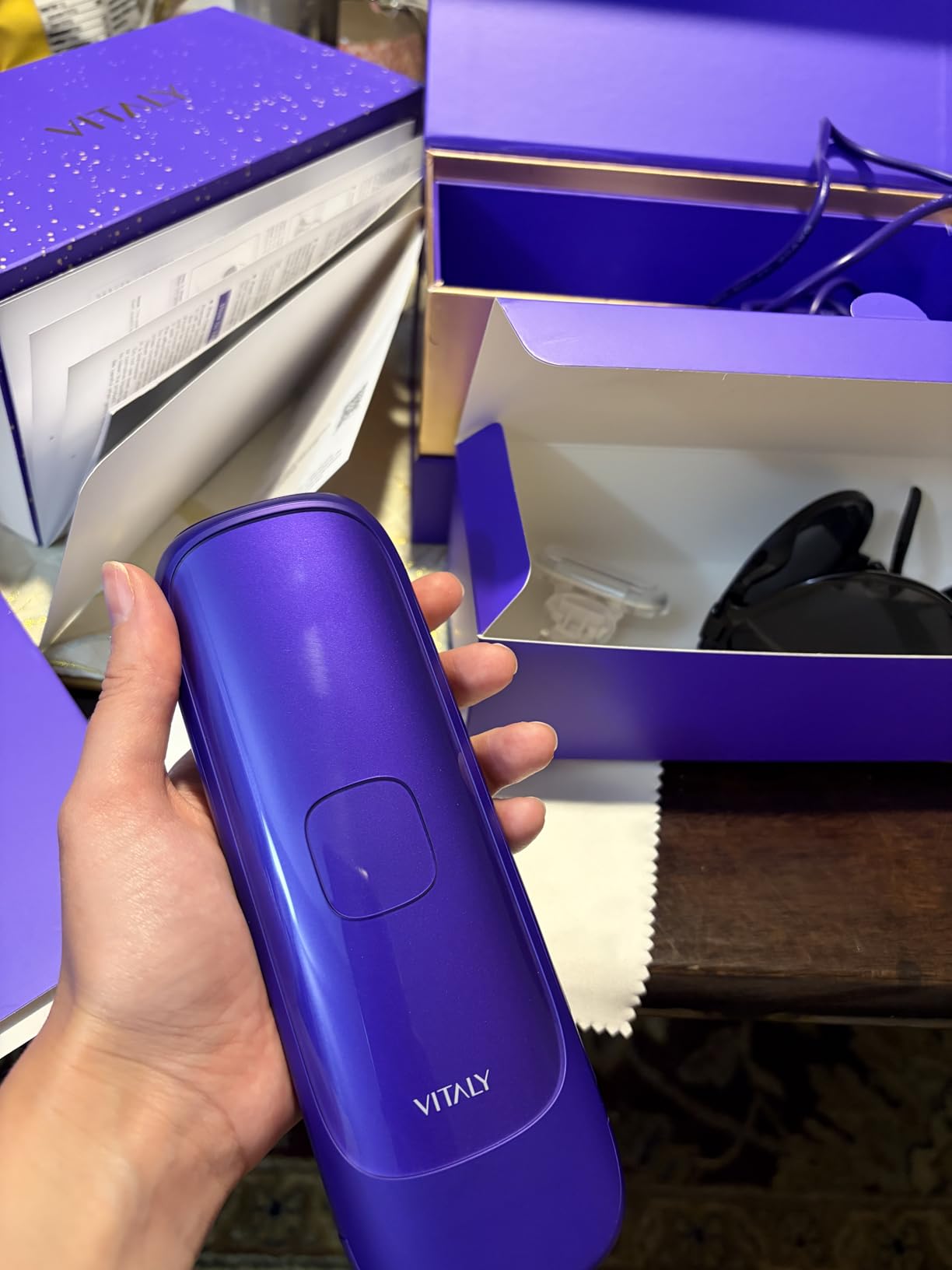 VITALY IPL Laser Hair Removal Device for Women: Permanent Hair Removal with Ice Cooling, Safe Skin Sensor & Auto Flashing & Nearly Painless & Long-Lasting Results for Fast Full Body, (Purple)