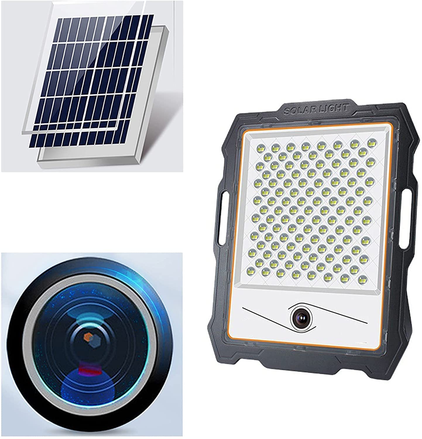 Faro LED Esterno con Pannello Solare e Telecamera Sorveglianza WIFI 1080p. Luce Bianca 6000K in Alluminio Impermeabile IP67 Energia Fotovoltaica Illumina tutta la notte (100)