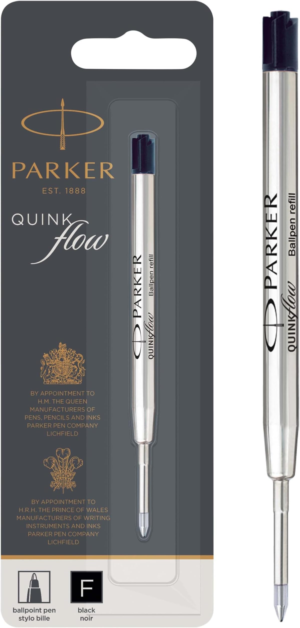 Parker Ballpoint Pen Refill | Fine Tip | Black QUINKflow Ink | 1 Count