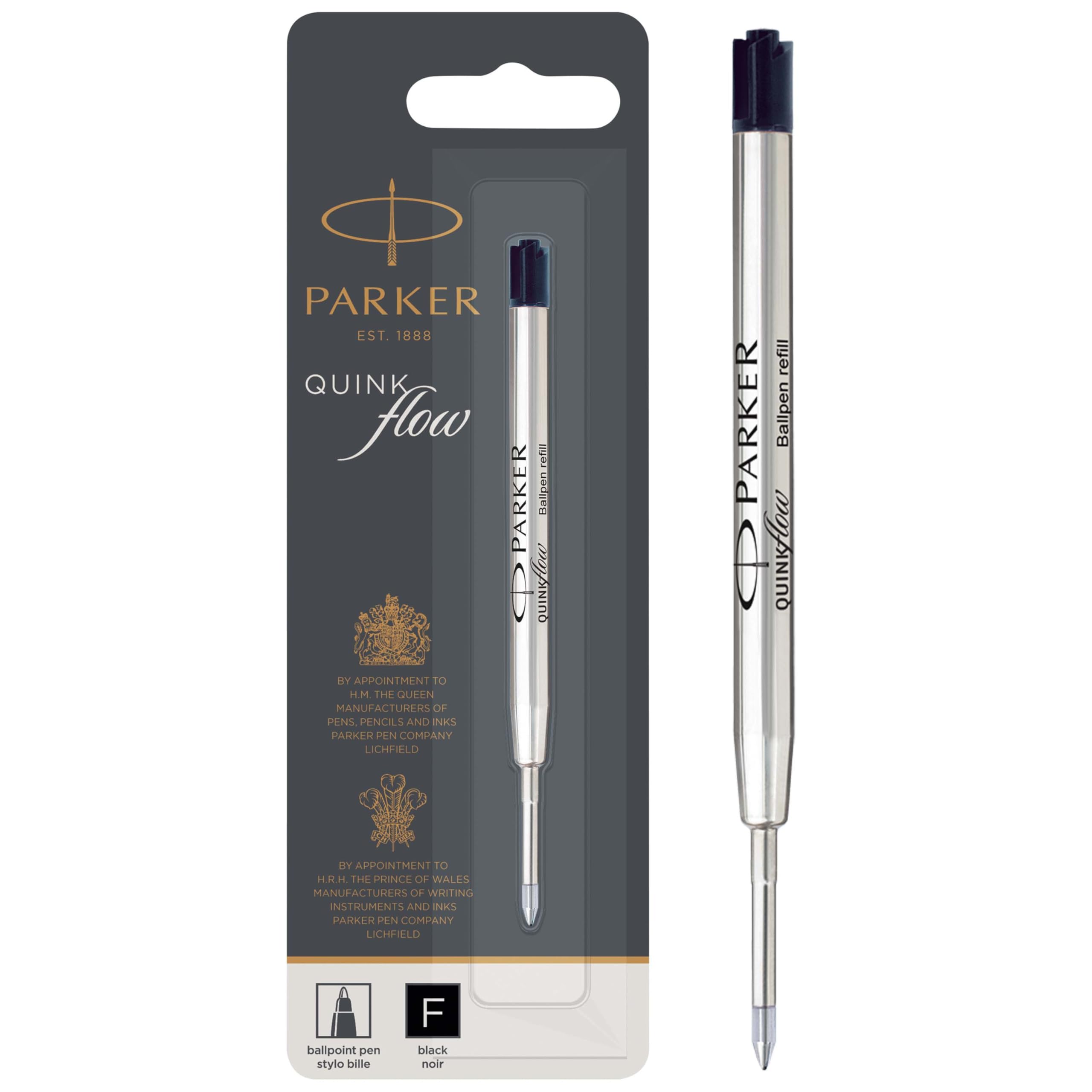 Parker Ballpoint Pen Refill Fine Tip Black Quinkflow Ink 1 Refill for Ballpoint Pens