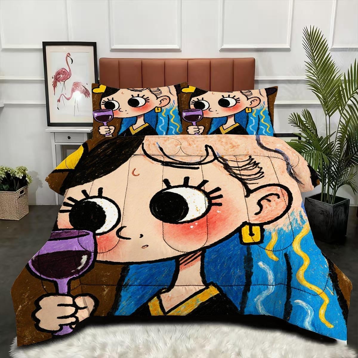 Edredón King Size Estampado 3D | Chica Dibujo Animado Amarillo, Nórdico Máximo Confort para Camas Grandes, Lavable, Reversible, Incluye 2 Fundas de Almohada 50x75 cm_A16974