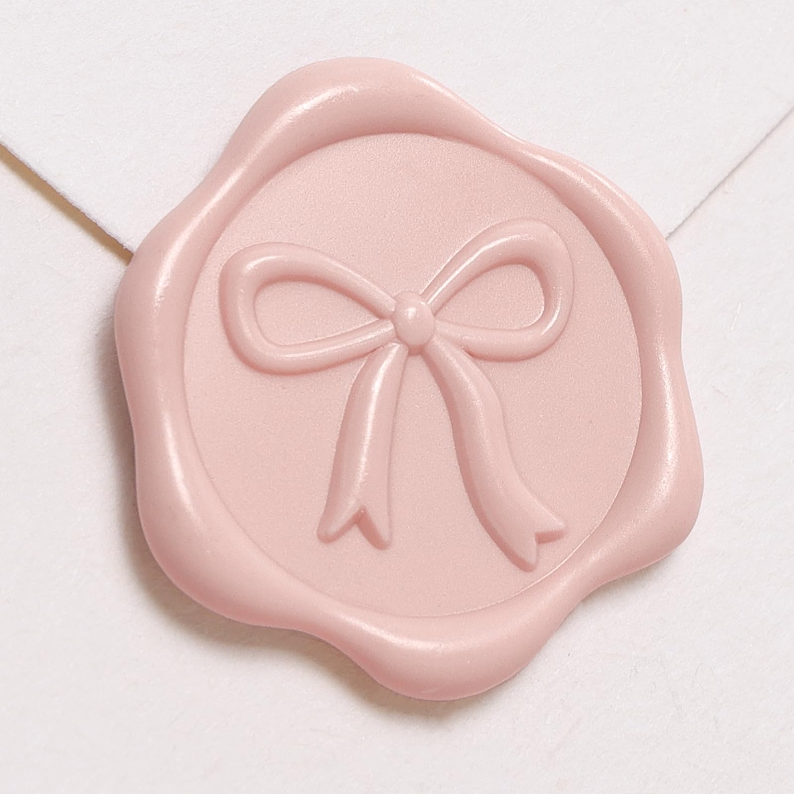 Autocollants de cire nœud 3D rose pâle pour invitations de mariage et enveloppes x50