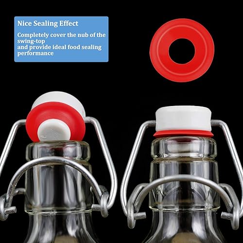 Miniatura 3 de 70 juntas de goma de silicona para botellas abatibles, arandelas superiores oscilantes, sellos a prueba de fugas, compatibles con botellas Grolsch