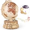 MIEBELY 3D Wooden Puzzles for Adults USB Charging Illuminated Globe Music Box DIY LED Wood Model Building Kits with Space Projector Stem Toys for Kids Desk Decor for BoysGirls Ages 8