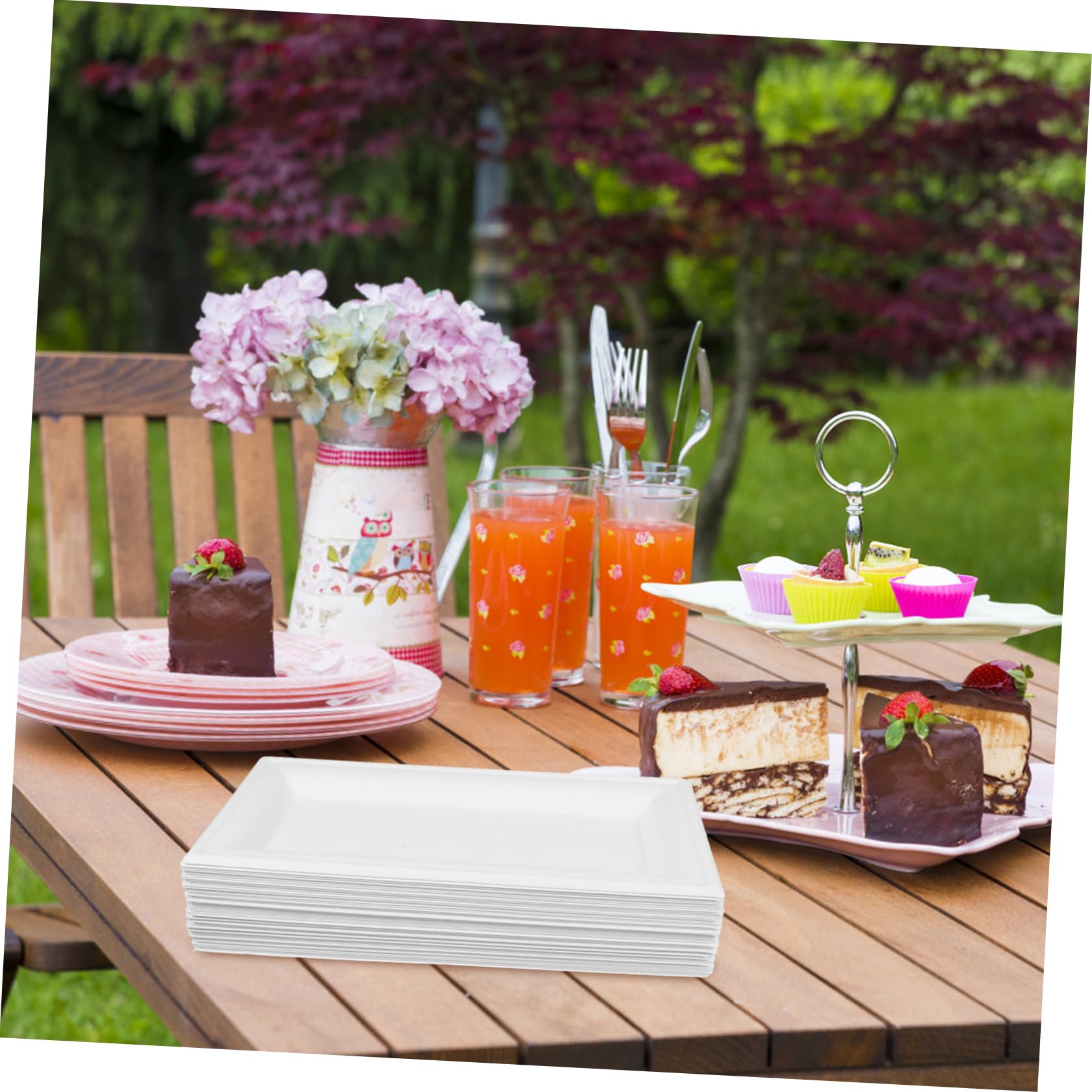 BESTYASH Piatti di Carta 50 Pezzi, Rettangolari 5x10 Pollici, Carta Spessa, Adatti per Feste e Celebrazioni