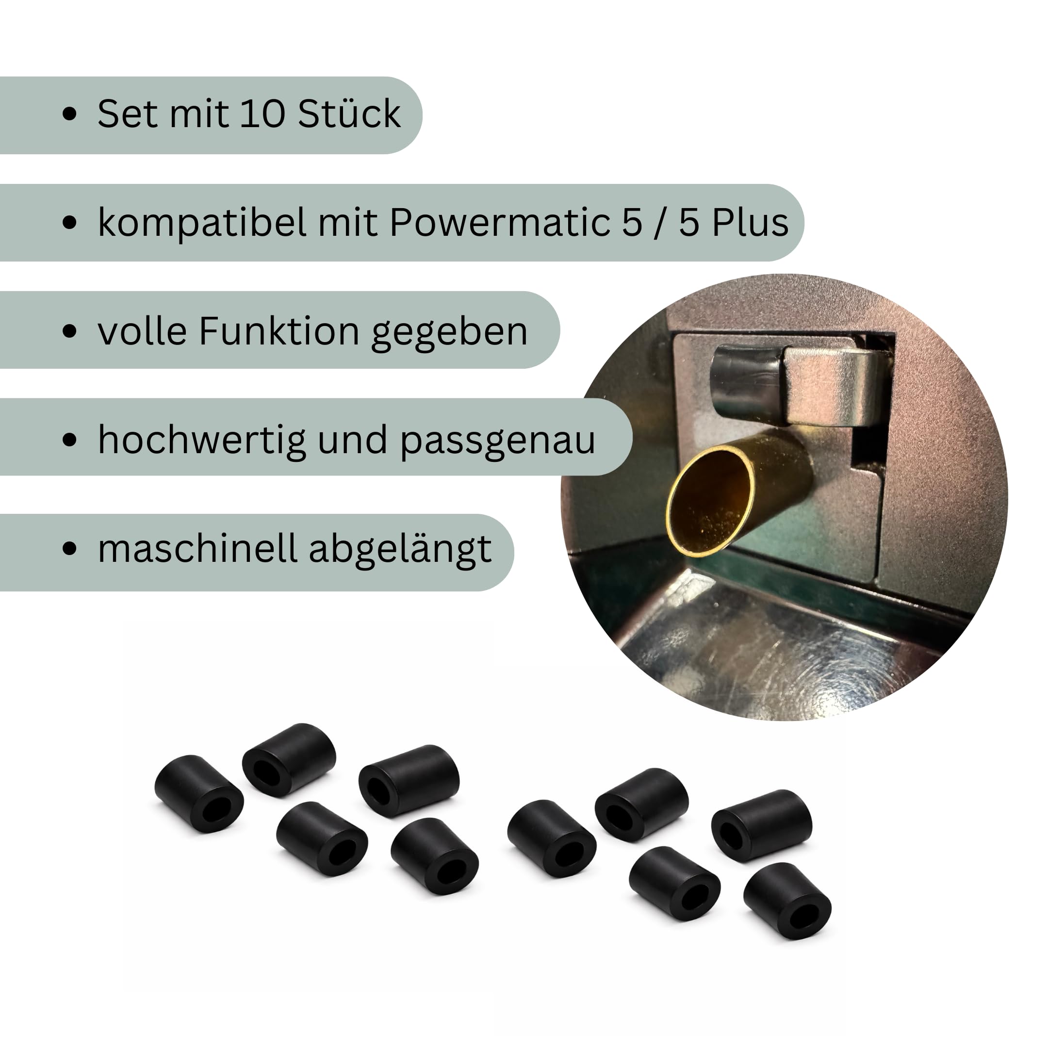 Manguera de silicona compatible con Powermatic 5 y 5 Plus – Juego de boquillas de silicona de repuesto para PM 5/5+ – Pieza de repuesto, juego de ahorro, manguera de silicona para Zorr PM (10 unidades