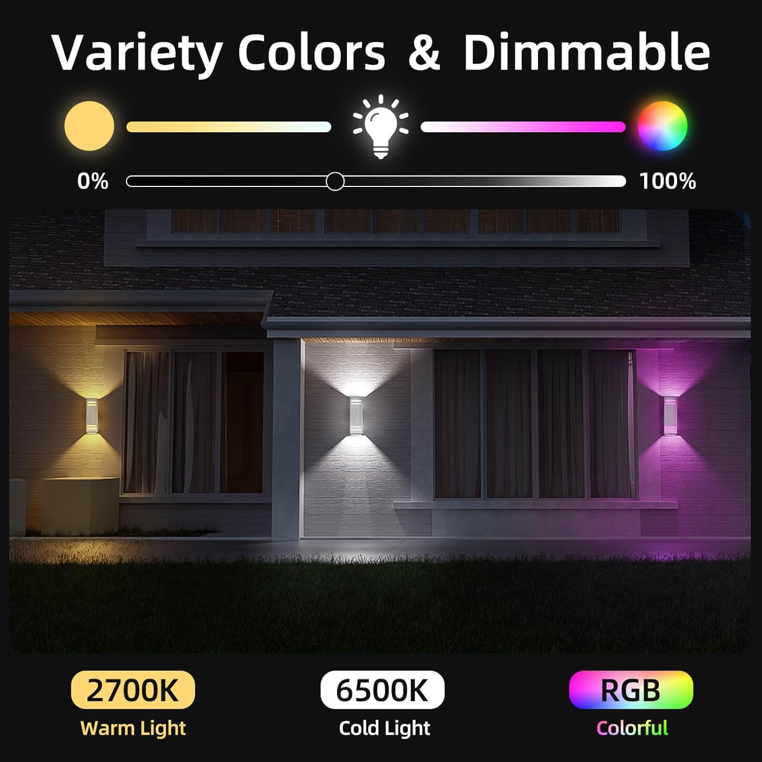 SHIMR Smart Outdoor Wall Light, RGBCW Color Changing WiFi & Bluetooth LED Sconce, Stainless Steel, Dusk to Dawn Sensor, Waterproof Exterior Lighting Fixture with E26 Base, Work with Alexa & Google 3 71VoustTJrL. AC SL1500