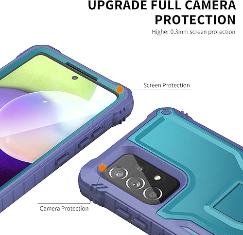 Miniatura 3 de DUOPAL Funda para Samsung Galaxy A52 5G, protección de grado militar a prueba de golpes con protector de pantalla HD de vidrio templado y soporte