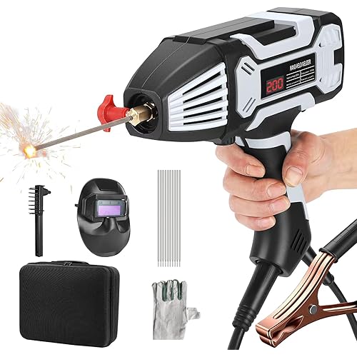 Portable Handheld Welding Machine, 110V 130Amp Portable ARC Welder Hand Held Welder Machine, Digital Display IGBT Inverter with Welding Tool Set for 3/32"-1/8" Wire Rods