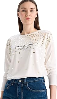 تيشرت تقليدي بقصة واسعة ورقبة دائرية وأكمام طويلة منسوجة للنساء من ديفاكتو (عبوة من 1 قطعة)