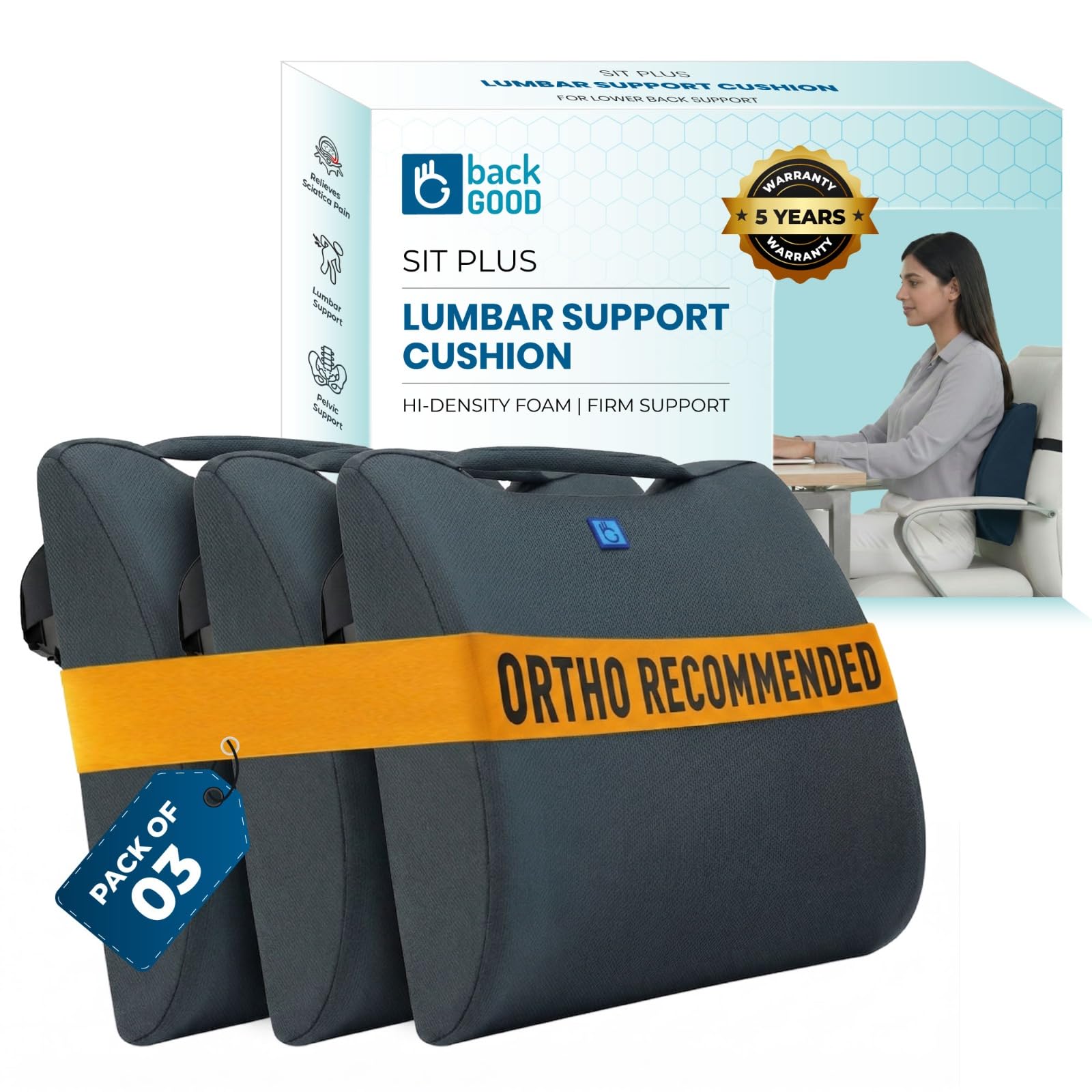 Orthosit Lumbar Support for Office Chair | 5-Year Warranty | Orthopedic Back Support, Backrest Cushion |Lower Back Support for Spinal Alignment | for Office and Home Chair Use (Black) — Amazon image 10
