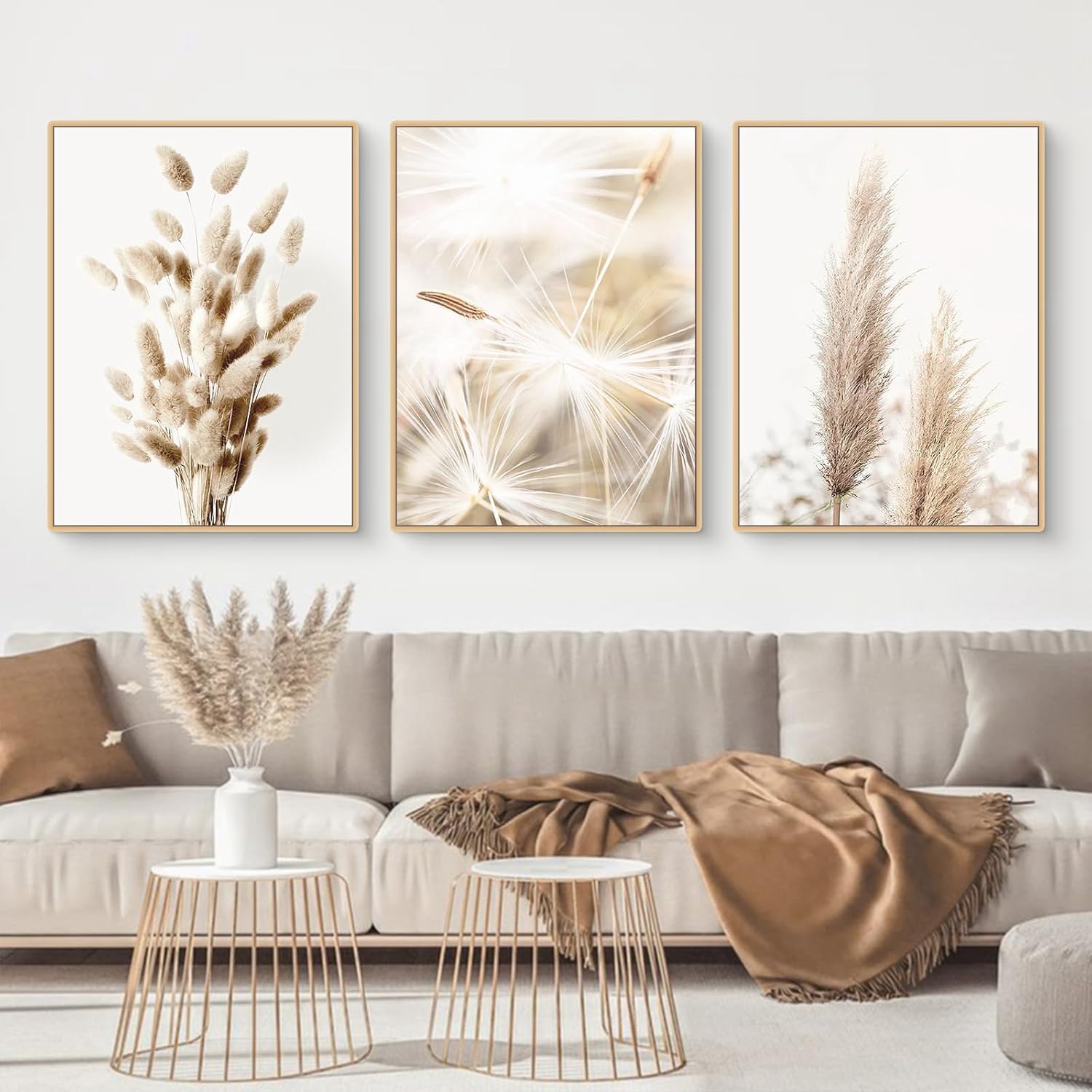 HMXQLW Nature Moderne Beiges Pampa Impression sur Toile Affiche Decoration Murale Tableau Art Toile Peinture Salon Chambre Maison Decoration Murale Sans Cadre (3X50X70CM)