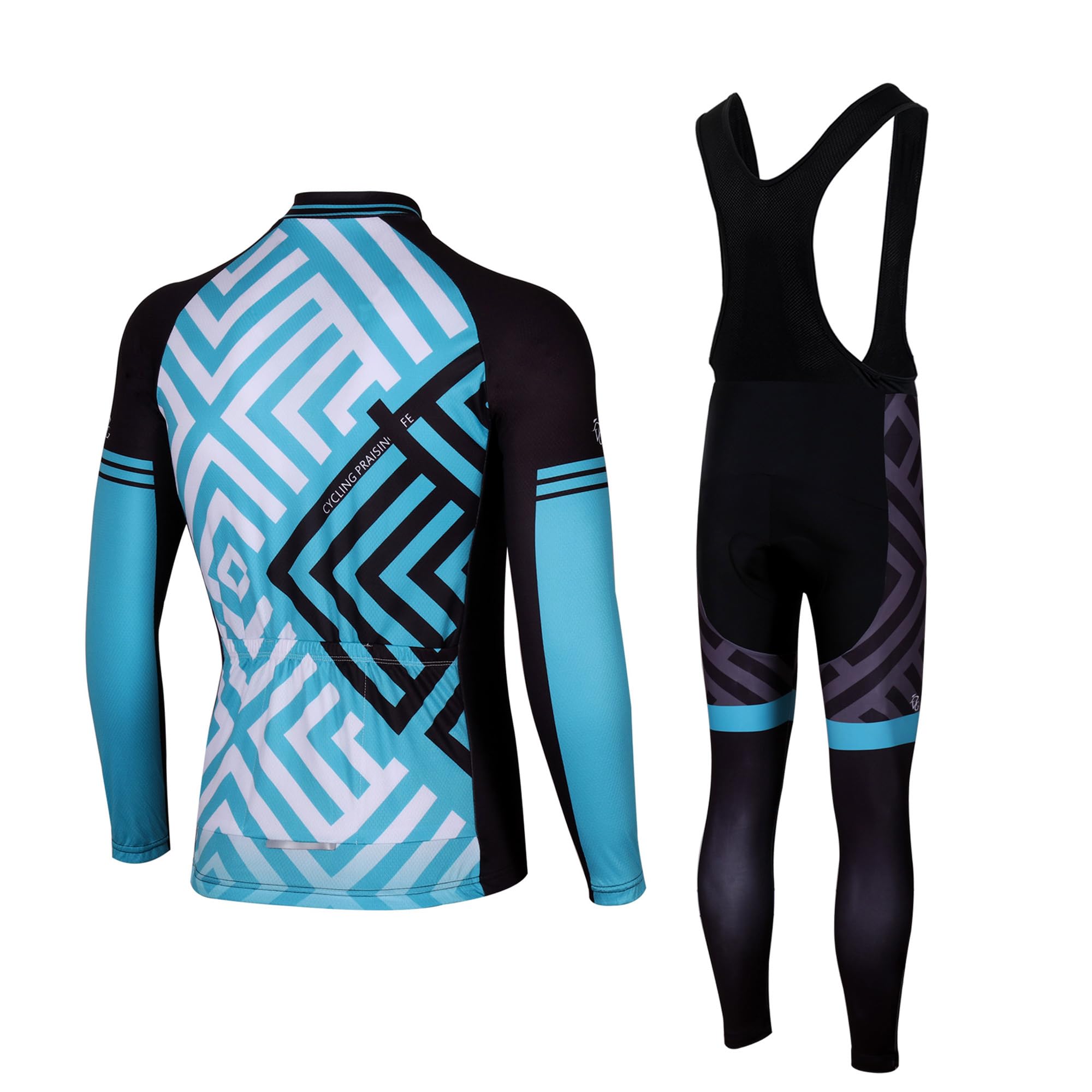 Meicynhoger Ropa Ciclismo Otoño Invierno para Hombre y Mujer,Ciclismo Maillot MTB de Manga Larga y Culotte Pantalones Acolchado 3D