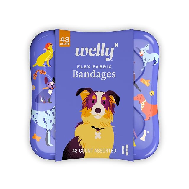 Welly Bandages Adhesive Flexible Fabric Bravery Badges Assorted Shapes for Minor Cuts Scrapes and Wounds Colorful and Fun