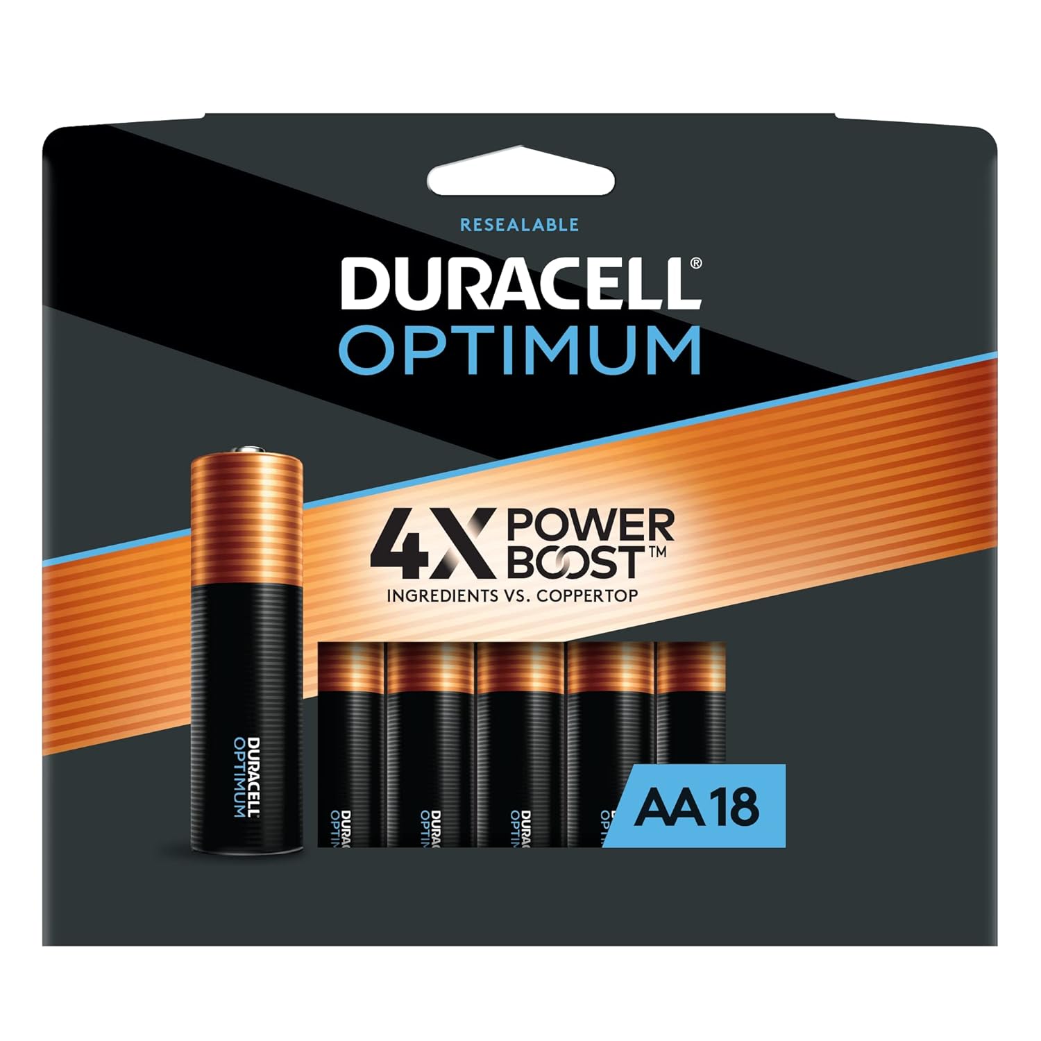 Duracell Optimum AA Batteries with Power Boost Ingredients 18 Count Pack Double A Battery with Long-lasting Power All-Purpose