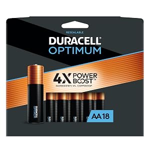 Duracell Optimum AA Batteries with Power Boost Ingredients 18 Count Pack Double A Battery with Long-lasting Power All-Purpose