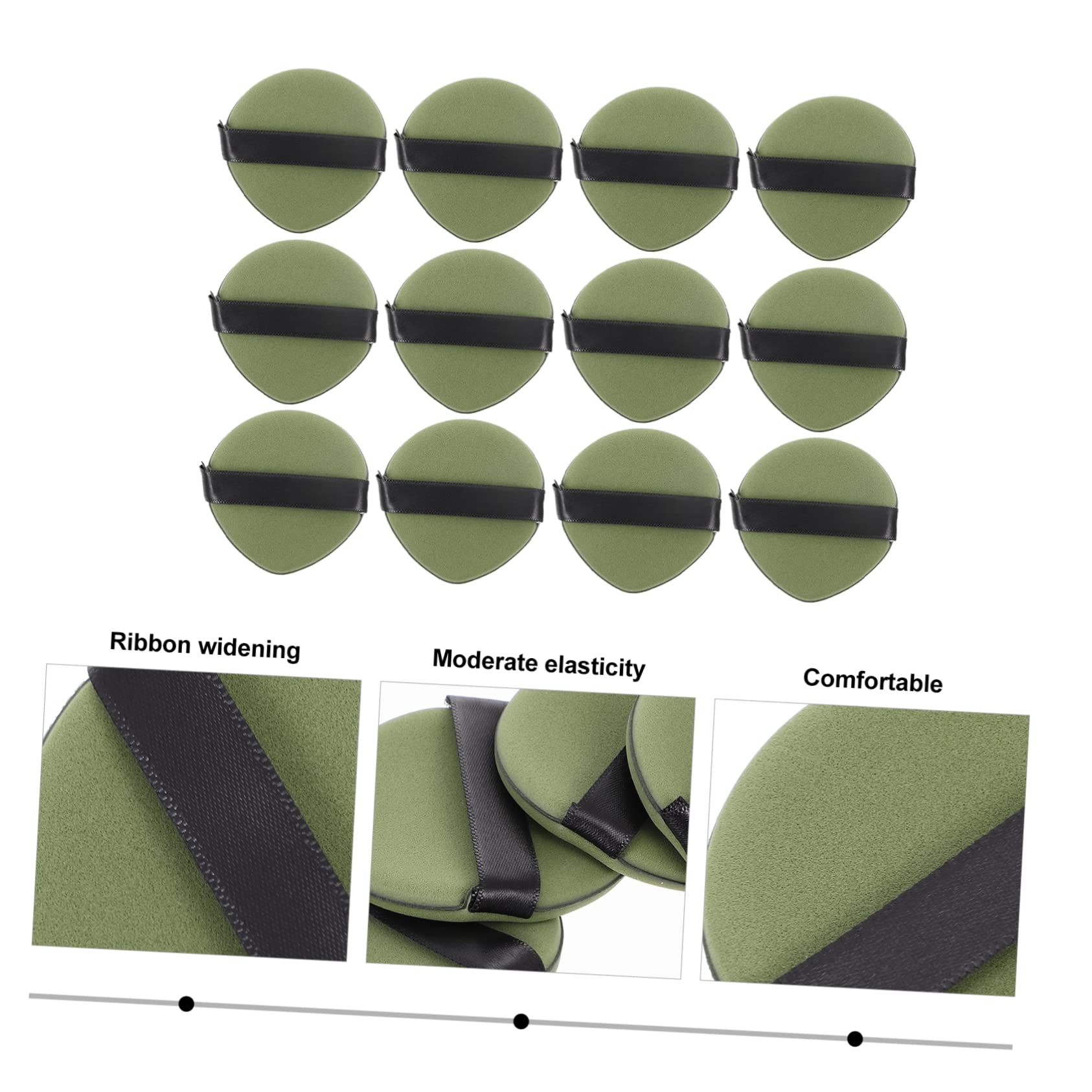 FOYTOKI Makeup Powder Puff Set of 12 Double-sided Powder Large Soft for Dry Wet Foundation Cosmetics Ribb