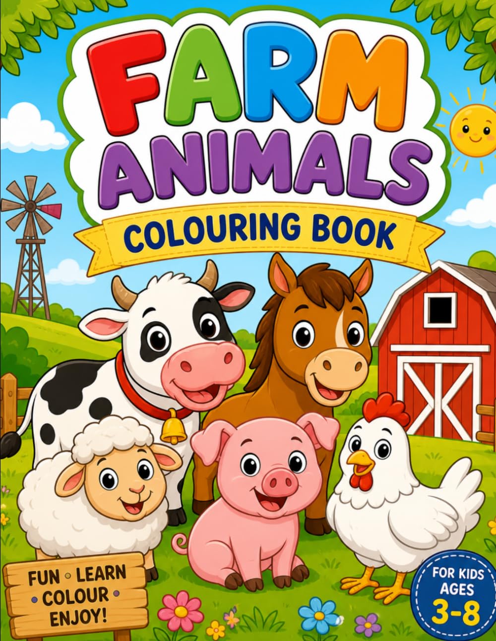 Farm Animals Colouring Book: A Fun and Easy Colouring Adventure with Cute Farm Animals for Kids. (Creative Kids Coloring Adventures)