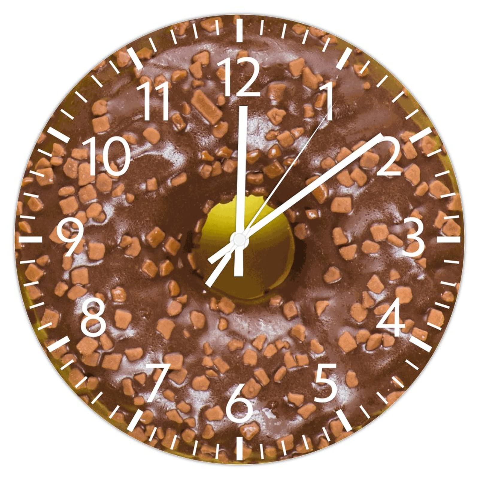 Horloge sans tic-tac ronde Donut en PVC | Finis les bruits de pendule dans le bureau