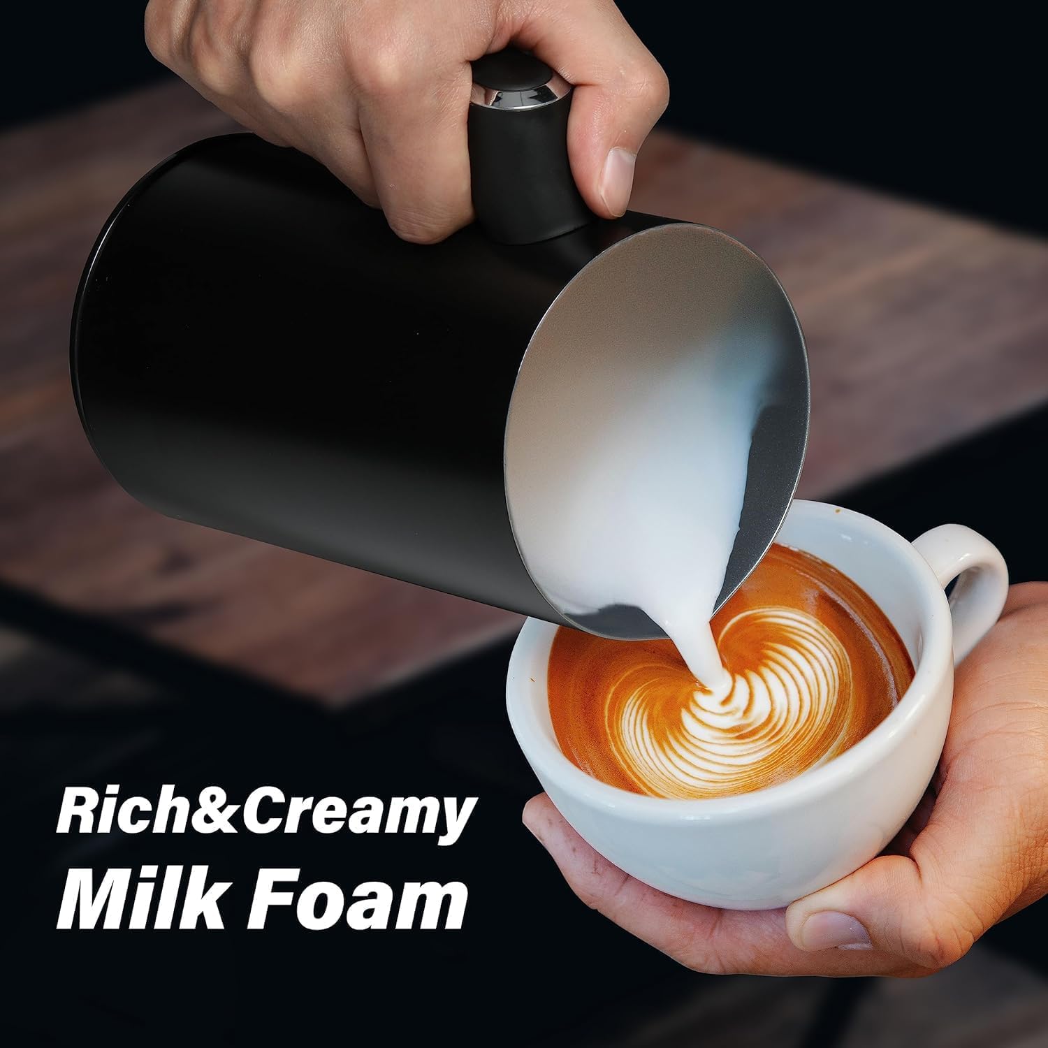 Elektryczny Spieniacz do Mleka, 430 ml, ze Stali Nierdzewnej, Powłoka Nieprzywierająca, Ciepła i Zimna Pianka Mleczna do Cappuccino, Latte, Mokki, Macchiato, Urządzenie do Gotowania Mleka