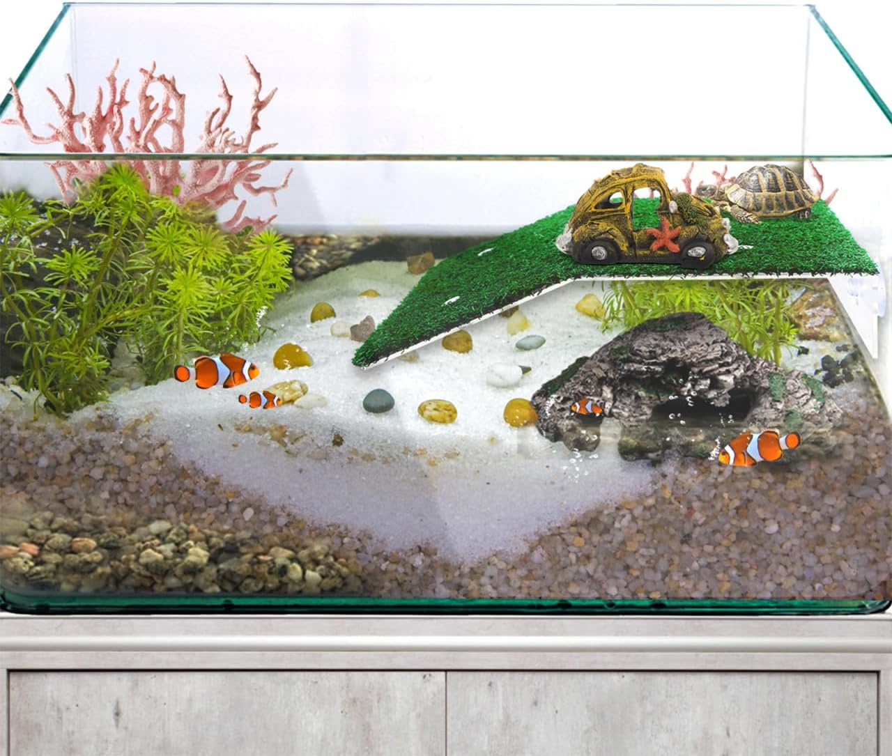 Didiseaon Fish Tank Car Decorations Resin Aquarium Ornament Vintage Car Shape with Aquarium Hiding Cave for Small Aquatic Pets 5.31X3.14X2.75 Inch image 3