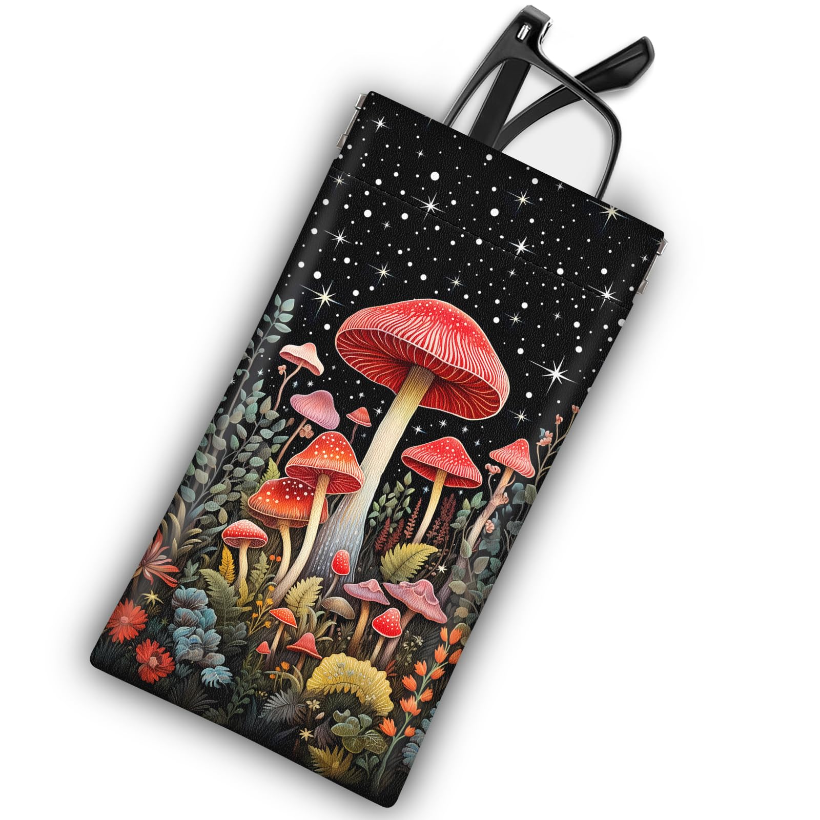 Mcapirivo Soft Sunglasses Eyeglass Glasses Case,7x3.5inch Portable PU Leather Squeeze Top Holder Bag Pouch for Women Men