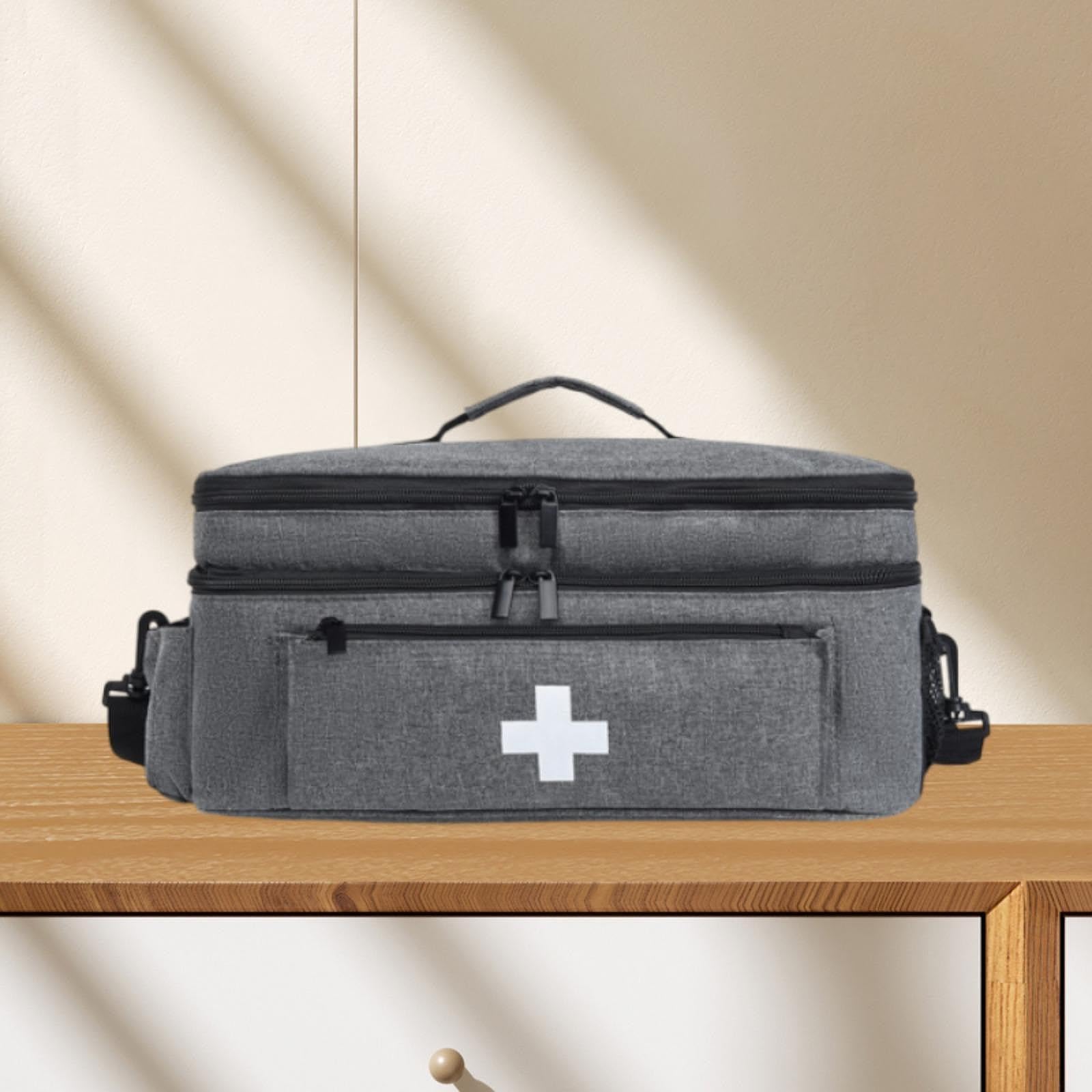 Bolsa de primeros auxilios, bolsa de almacenamiento vacía, cremallera suave, bolsa de emergencia, kit de emergencia, organizador para exteriores, hogar, senderismo (gris)