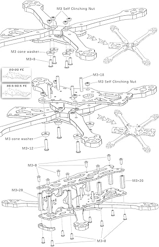 Miniatura 2 de FEICHAO Kit de marco para drones compatible con APEX HD Racing Drone Quadcopter (kit de marco)