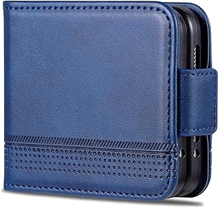 THikk Capa para Samsung Galaxy Z Flip 5, capa carteira flip de couro retrô com slot para cartão fecho magnético à prova de choque proteção durável capa de telefone para Samsung Z Flip 5, azul