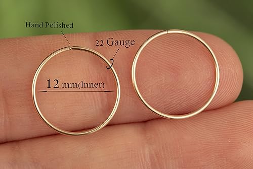 Miniatura 151 de Gold Hoop Earrings Silver Hoop Earrings - Hoop Earrings For Women Two Pcs Of Thin Gold Filled Sterling Silver Hoops, Helix Hoop, Tragus Ring