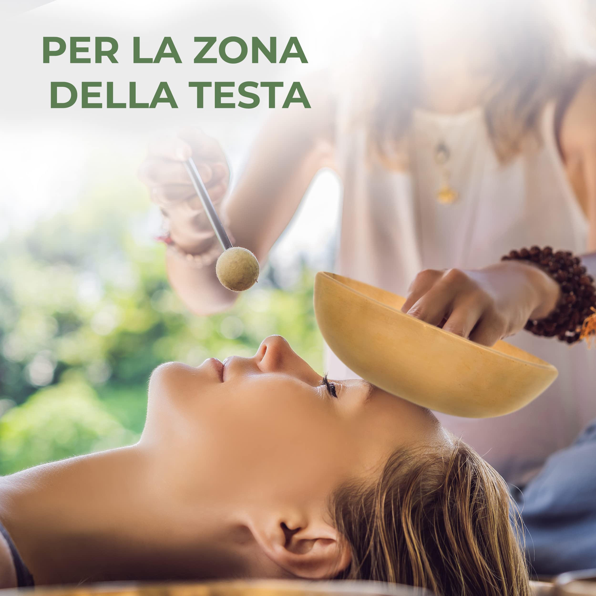 MASSAGE-EXPERT Campana Tibetana - Testa Piatta, Ø 10 cm, 300 gr - Alte vibrazioni per un efficace massaggio sonoro e musicoterapia nell’area della fronte, Qualità eccezionale