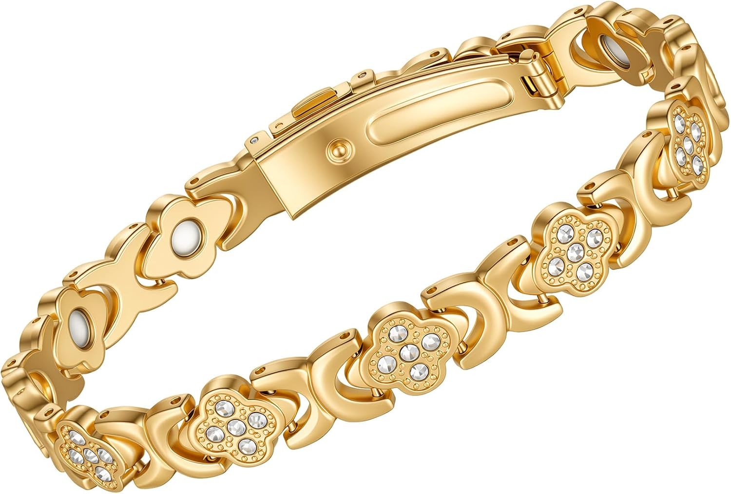 Women's Four-Leaf Clover Infinity Bracelet, Hypoallergenic Zinc Alloy Wrist Jewelry with Adjustable Sizing Tool, Luxury Gift Bracelet for Daily Wear & Gift Giving, 5 Colors Available image 2