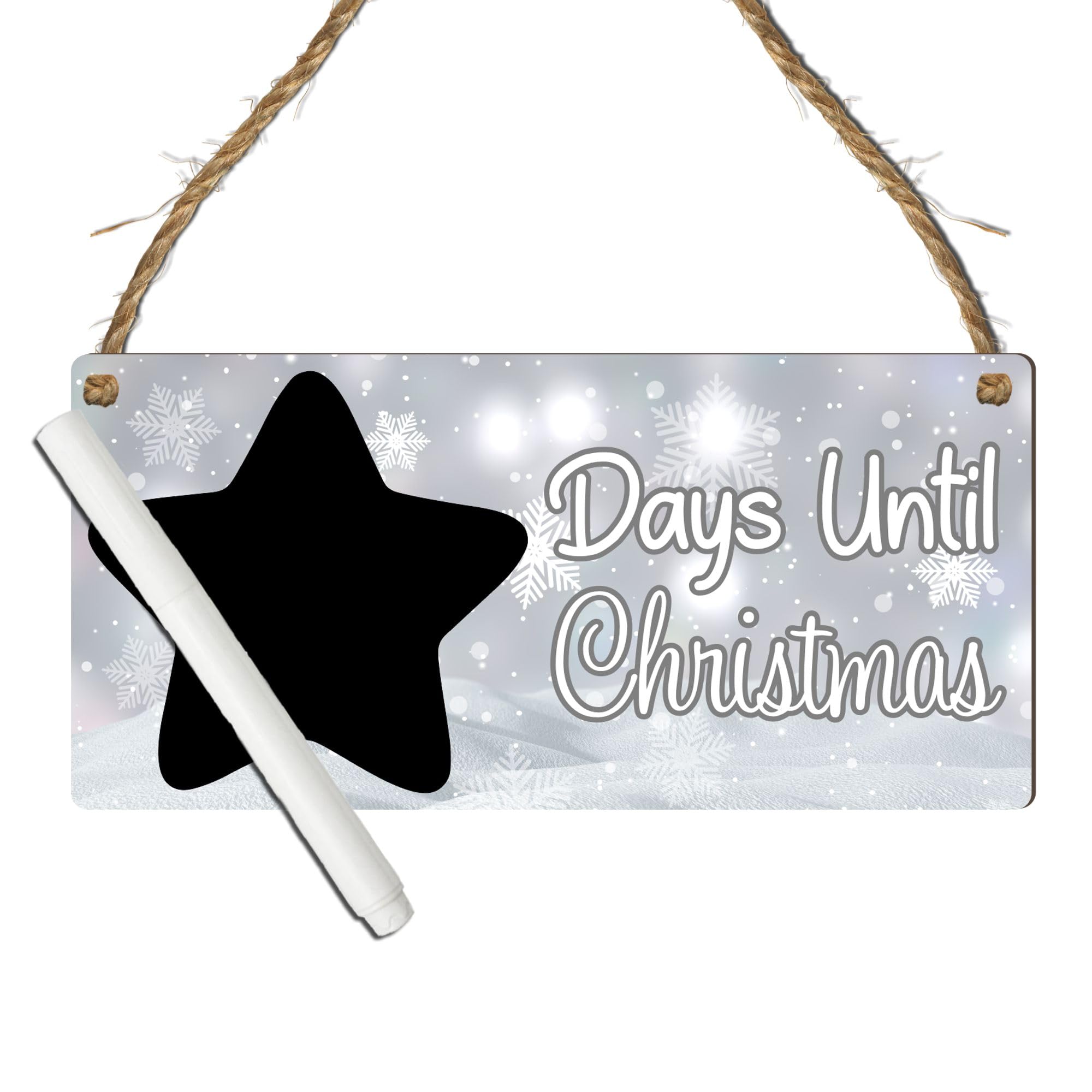 "Days Until Christmas" Countdown Plaque - Customisable Christmas Countdown Sign for Home Decor - Perfect for Family, Friends, (Grey, With Pen, Large: 29 cm (H) × 13.5 cm (W))