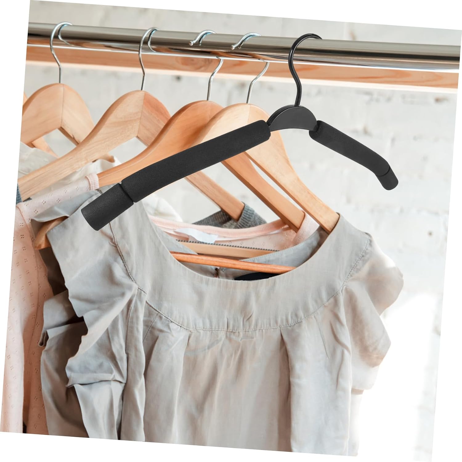 Unomor 10pcs High-Density Sponge Pants Hangers Non-Slip Space-Saving Design for Efficient Closet Organization and Easy Clothing Access