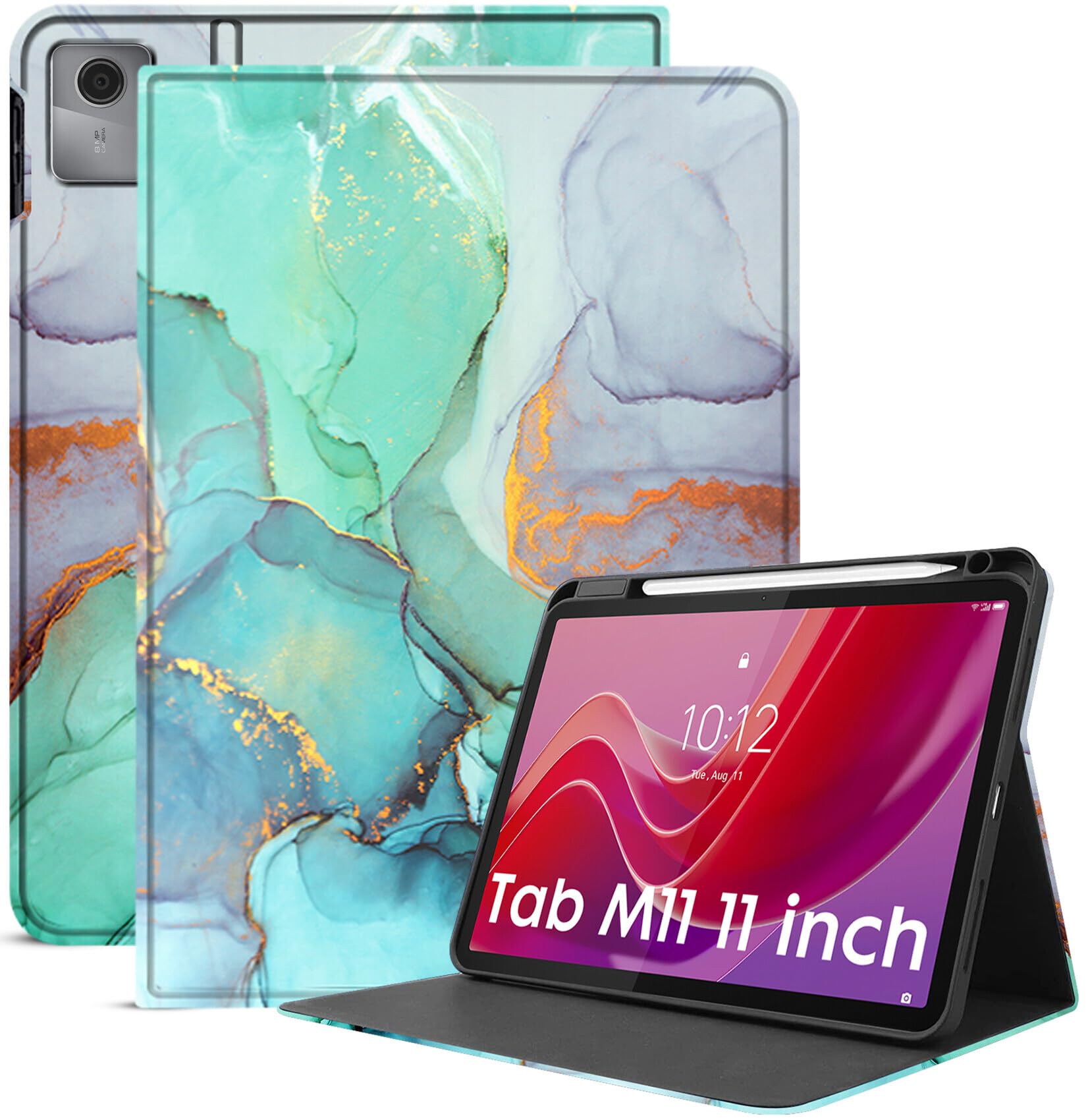 Robustrion Cover Case for Lenovo Tab M11 11 inch Cover, Folio Cover Case with [Pencil Holder] [Auto Sleep Wake] for Lenovo Tab M11 Tablet Cover - Marble Green (B0D564629P) Amazon Price History, Amazon Price Tracker