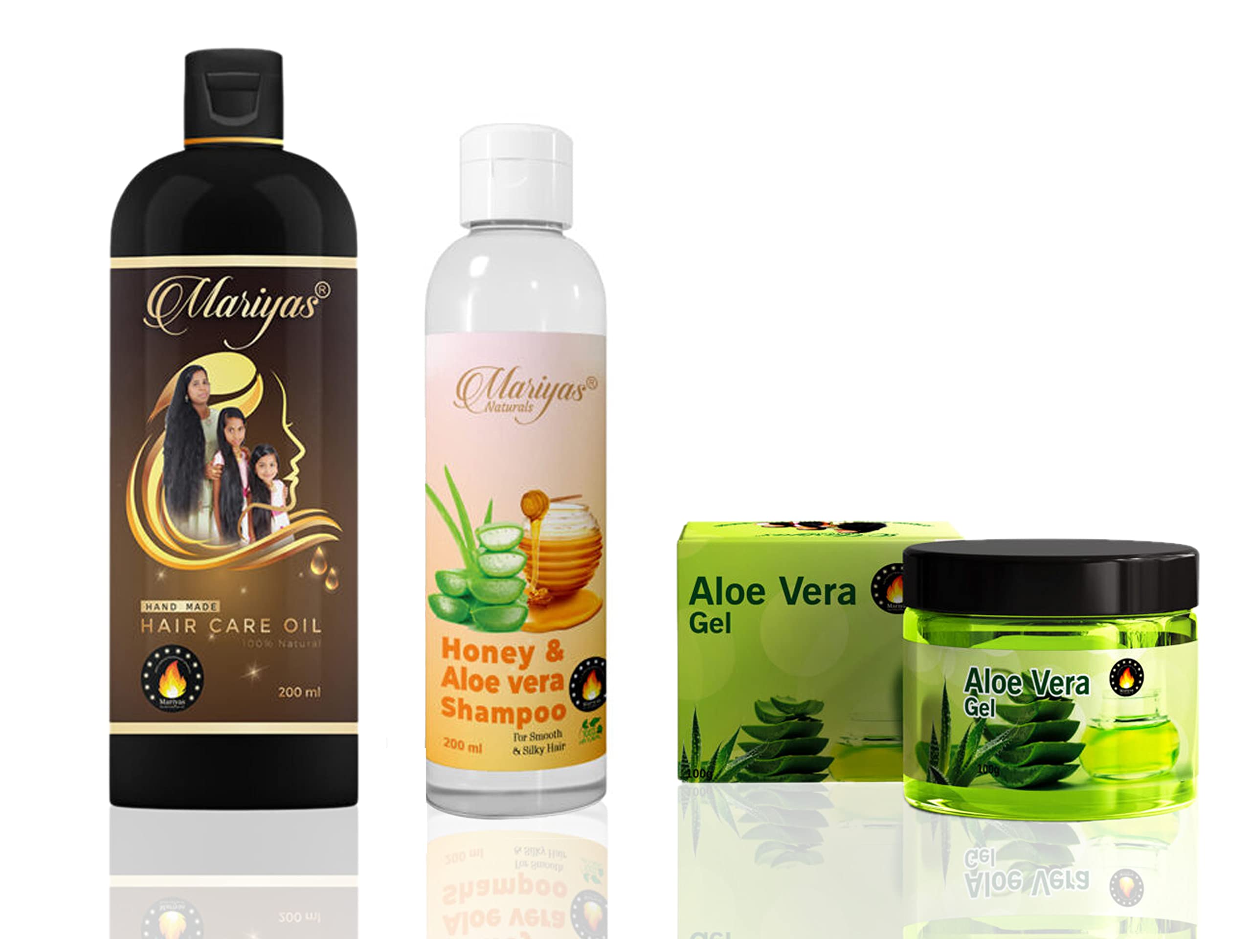 Mariyas Herbal Mariyas Natural Hair Oil 200ml,Honey Aloevera Shampoo 200ml & Gel (Aloe Vera)