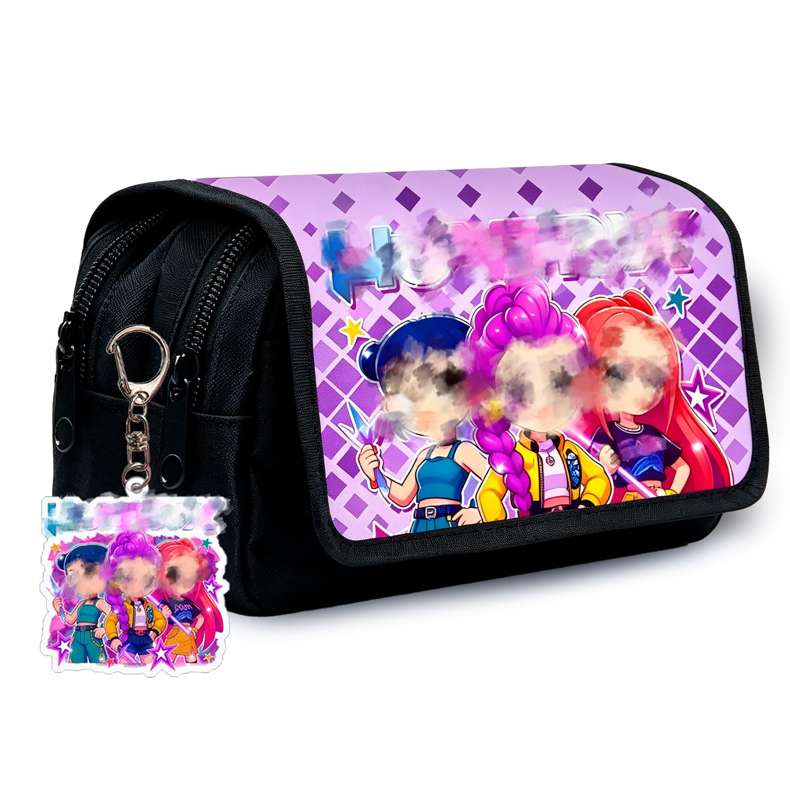 yumcute Pencil Case Large Capacity Pen Bag with Zipper Keychain Double-Layer Pencil Case School Supplies with Stationery School Supplies for Kids Teenage Gifts for Boys Girls