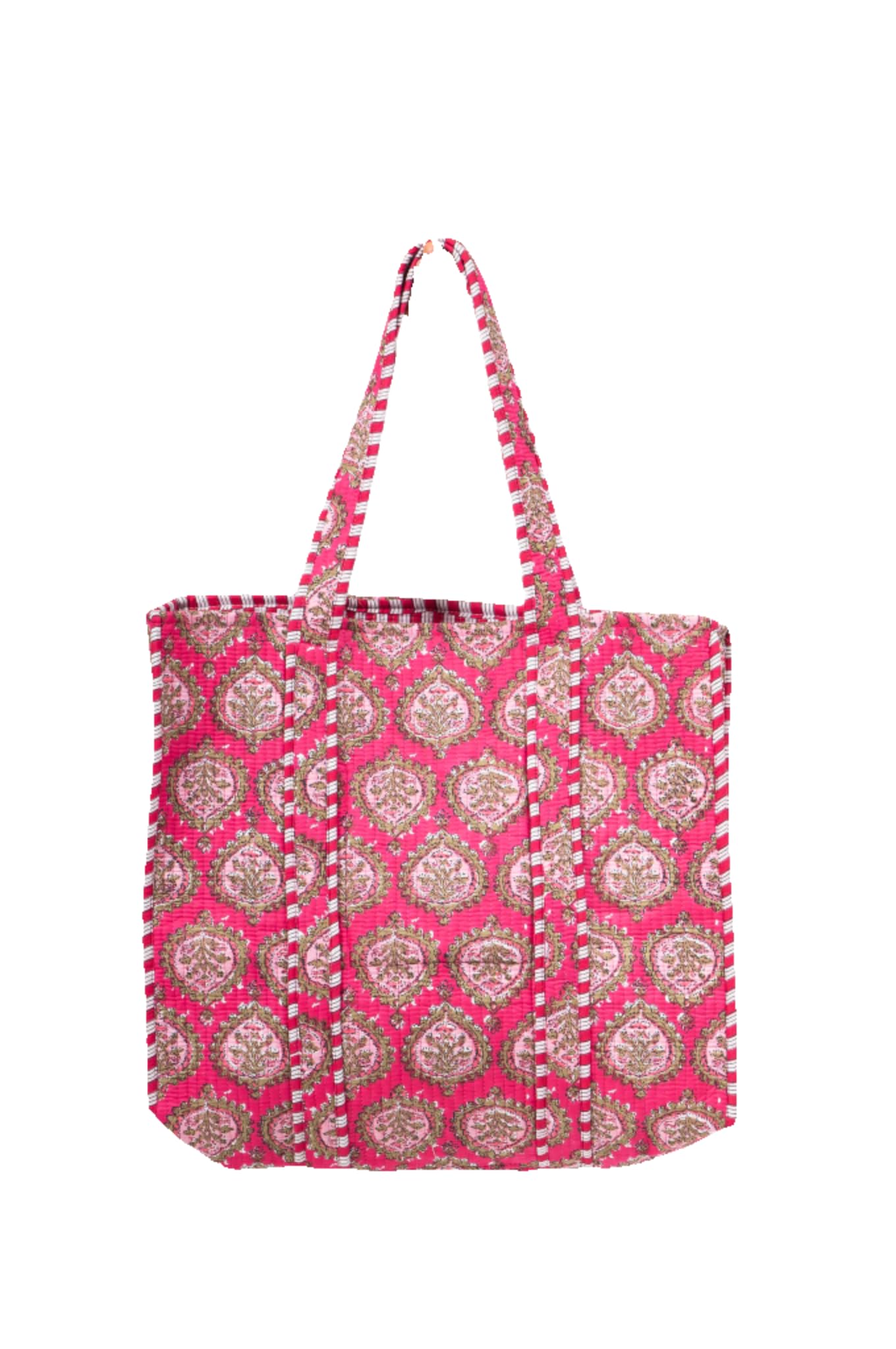 Mango Paisley Women's Unique Quilted Large Cotton Fabric Tote Bag Travel Grocery Shopping Weekend Trips with Inside Pocket
