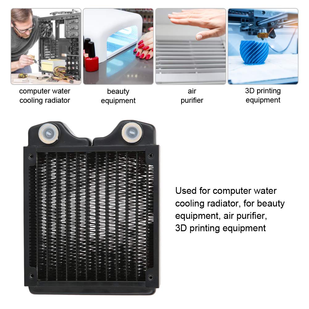 Cocoarm Disipador de Calor del Radiador de Refrigeración por Agua de Cobre Roscado 12 Tubos G1 4 Puertos con Recubrimiento en Polvo 120 Mm 240 Mm 360 para Computadora PC Instrumento de Belleza (120mm)