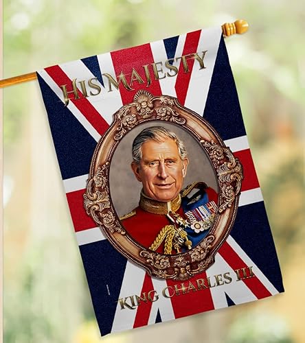 Miniatura 10 de Letrero con texto en inglés «His Majesty King Charles III», decoración de pared, para habitación, patio, porche, jardín, tapiz para interiores y