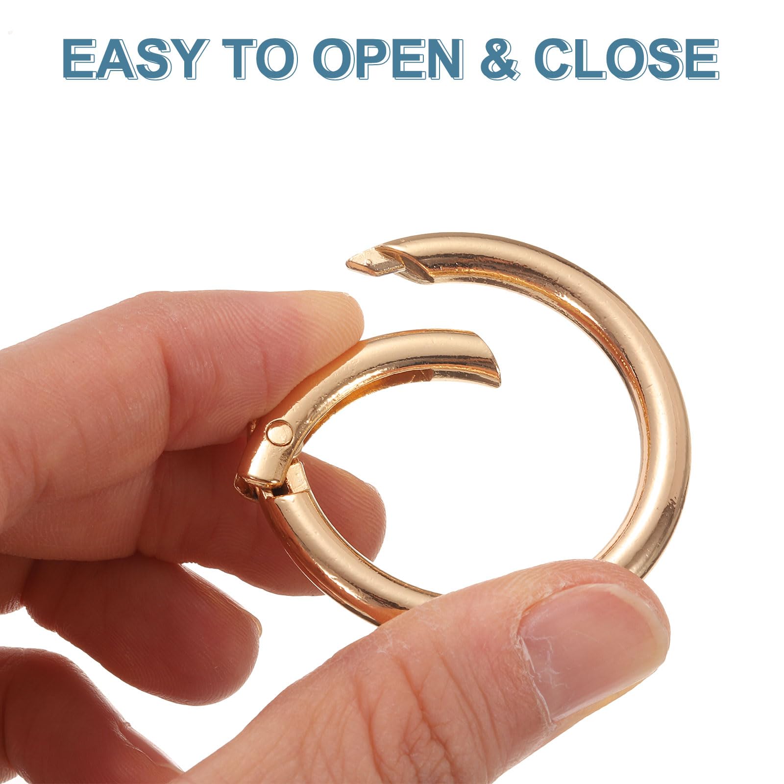 QUARKZMAN 8pcs Anillo de Resorte, 19mm O Ring Llavero Mosquetón Clip Hebilla Redonda Cierre de Metal Aleación Broche Accesorio para Senderismo Manualidades DIY Bolsa Decoración, Dorado