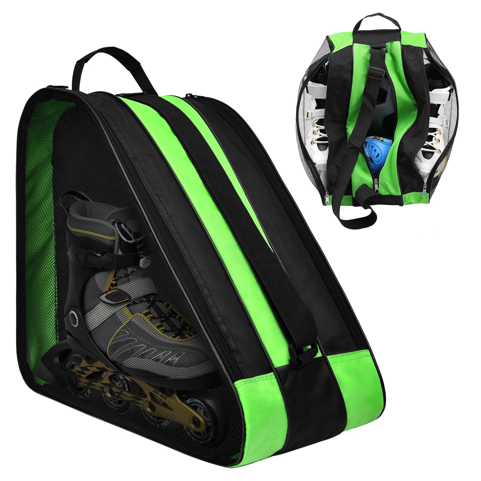 Roller Skate Bag,Great for Roller Skates, Ice Skates, Rollerblade, Figure Skates, Ice Hockey Skate - Skate Bag for Kids and Adults (Green)