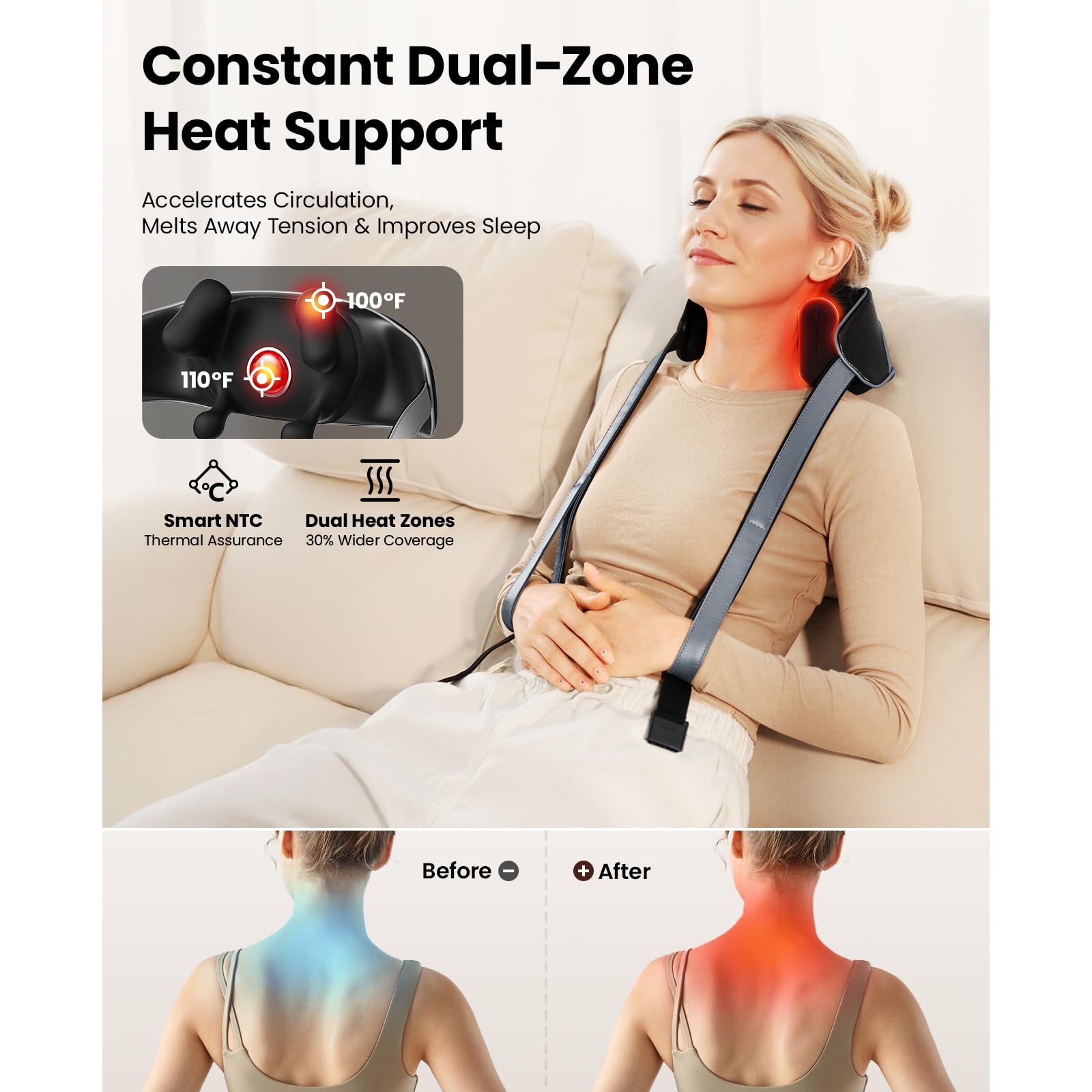BOB AND BRAD iNeck Pro Massaggiatore Cervicale Shiatsu per Dolori con Massaggio 4D, Calore Lenitivo, Leggero & Senza Fili - Massaggiatore Collo Spalle Schiena, Regalo per Donne Uomini Mamma papà