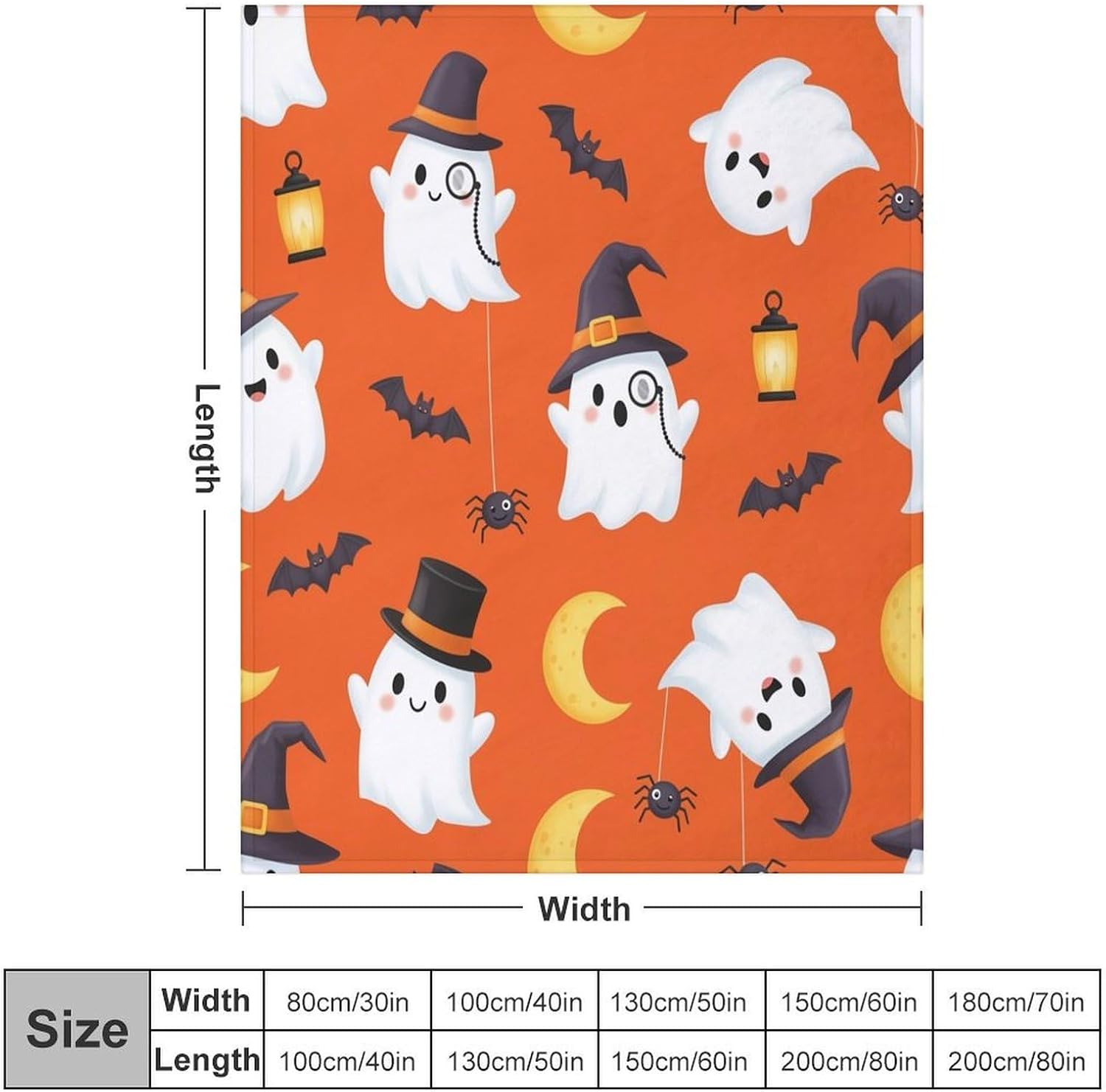 Throw Blanket Halloween Ghosts Hats Blankets Soft Warm Cozy Flannel Blankets for Couch Sofa Bed Livingroom Travel Home Decor 50"x60"