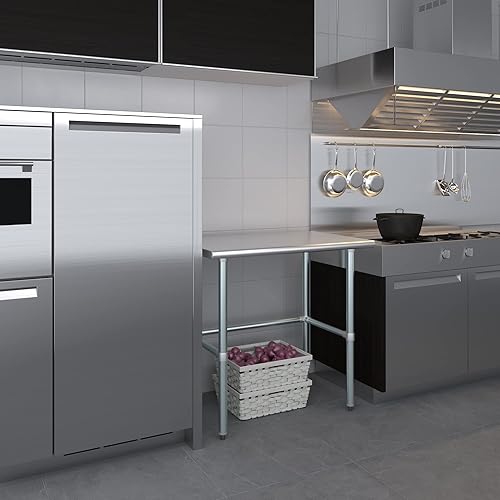 Vista 61 de Mesa de trabajo de acero inoxidable de base abierta con galvanizado