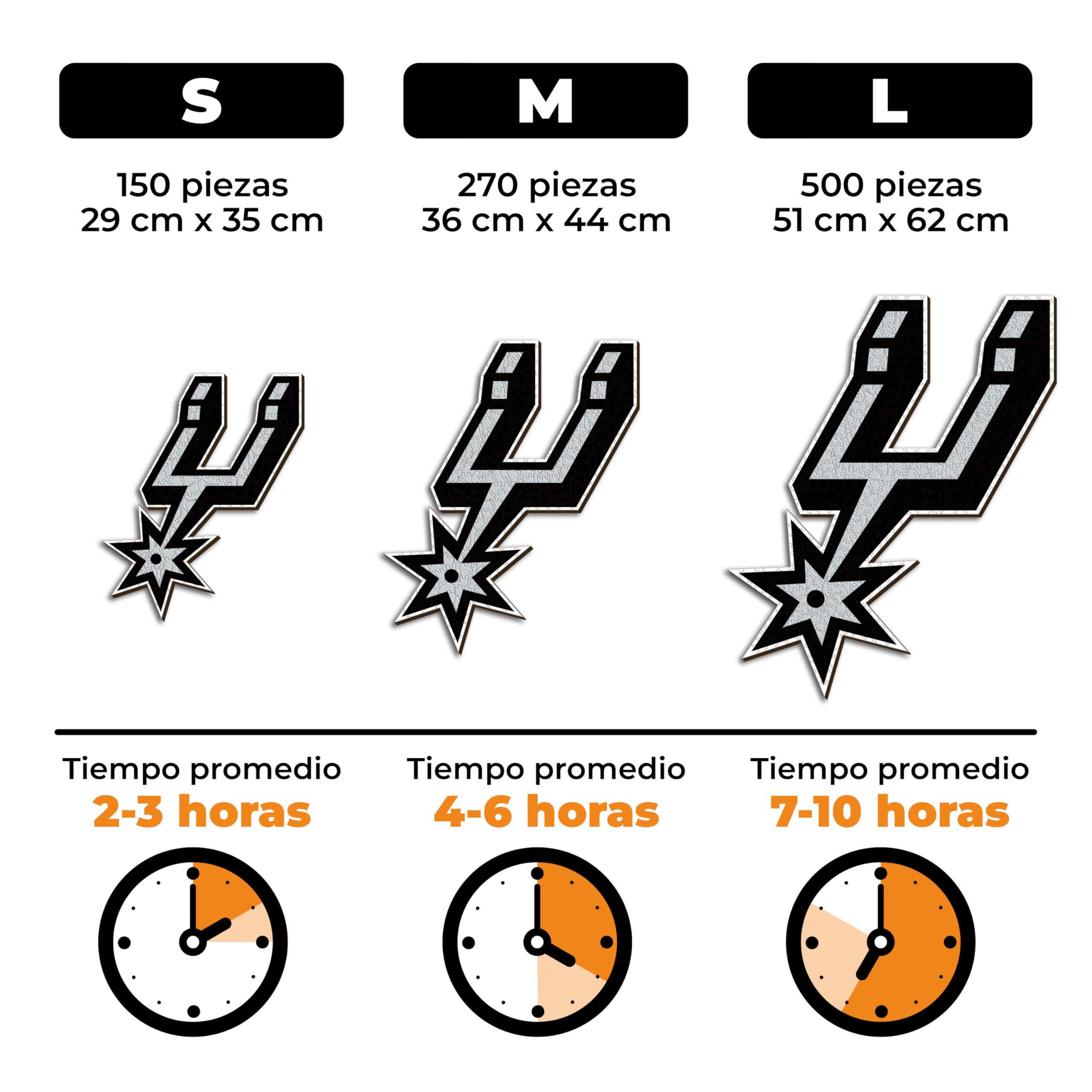 Iconic Puzzles - San Antonio Spurs, Logo, Puzzle de Madera con Licencia Oficial de la NBA, 100% Sostenible, Talla M, 270 Piezas