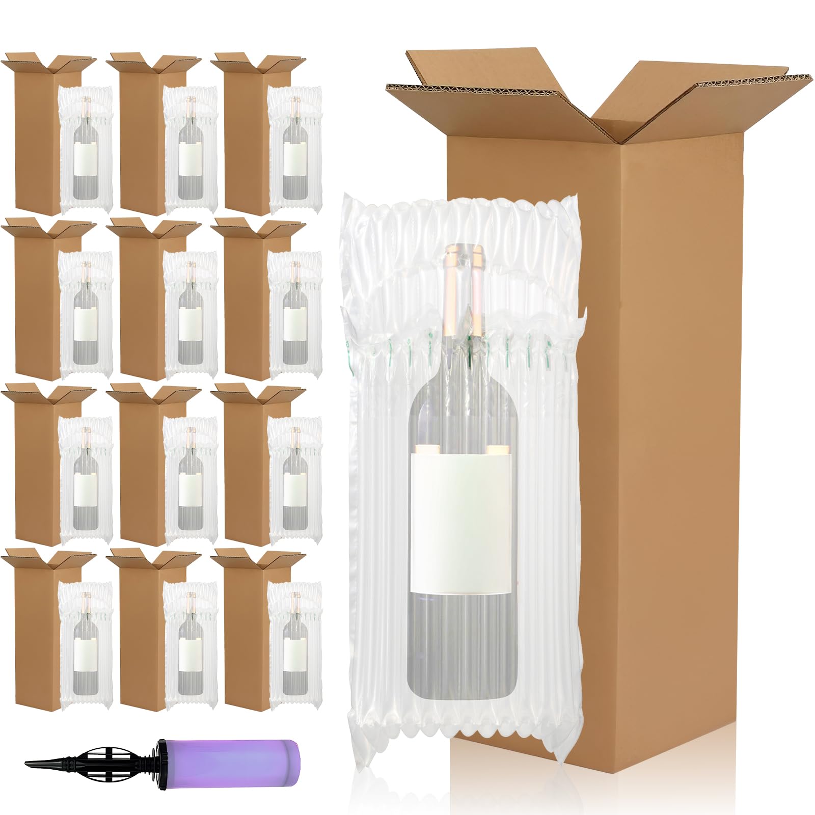 25 Sets Wine Bottle Shipping Box, Single Glass Package Cardboard Bulk